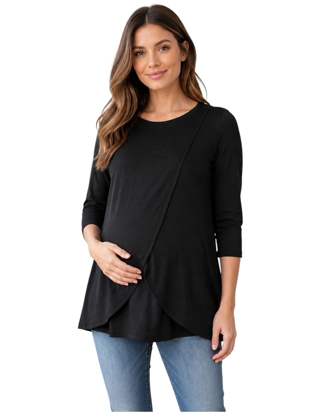 Motherhood Maternity Tulip Nursing Top 3X Black 3/4 Sleeve